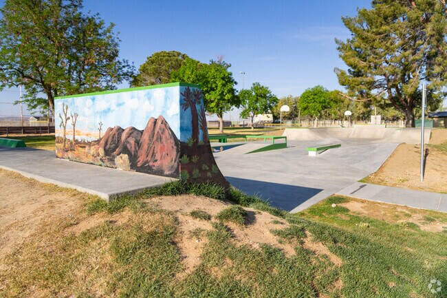 A beautiful mural adorns part of the new skatepark in Boron Park.