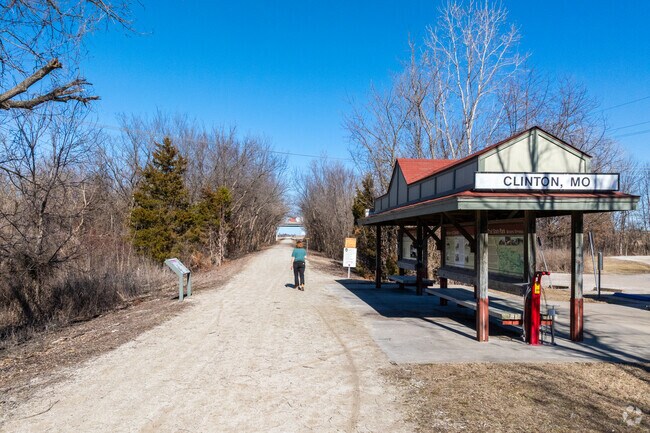 Cyclists and outdoor enthusiasts head to the Clinton Trailhead gaining access to the Katy Trail, a 240-mile limestone-packed trail that stretches across the state.