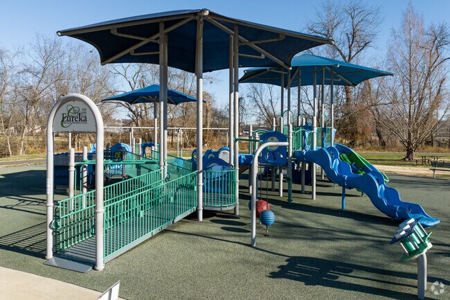 Legion Park playground is very colorful and is located in Eureka, MO.