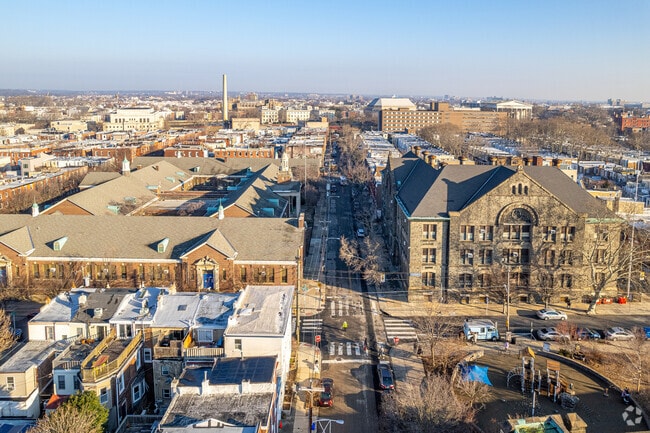 Overview of Bache-Martin School and surrounding street