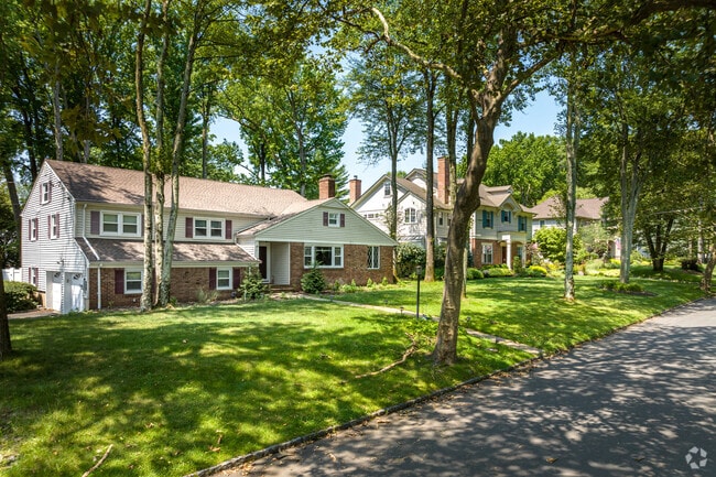 A typical residential street with a split-level home in Westfield, NJ.