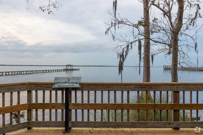 There is a dock on the St. Johns River by the Walter Johns Historic Park.