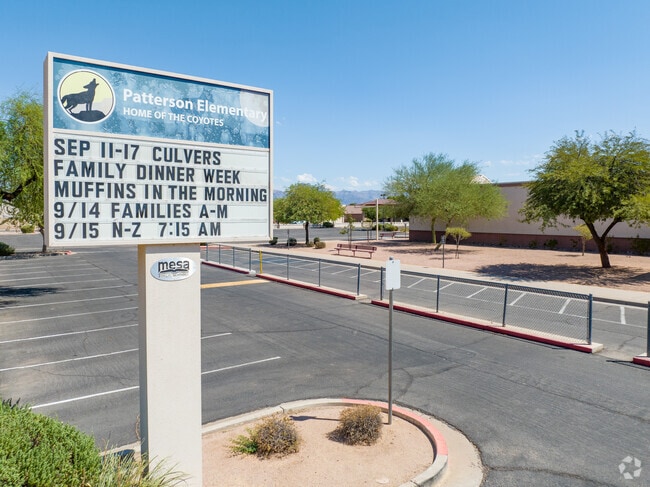 Patterson Elementary School signage displays important announcements to the community.