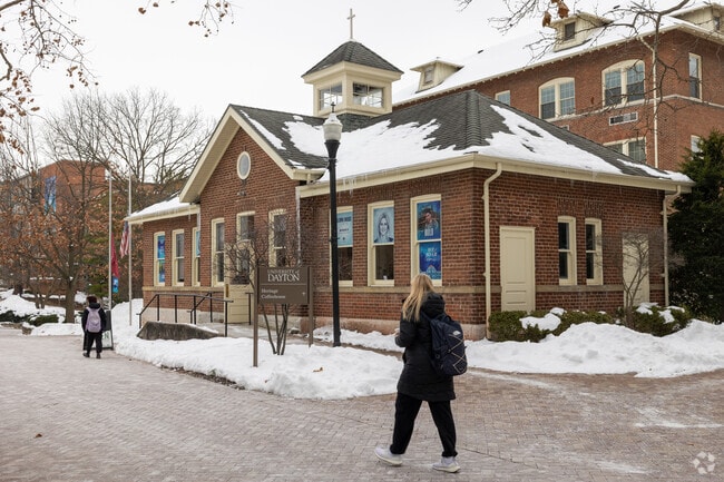 Students roam the massive campus of the University of Dayton in University Park.