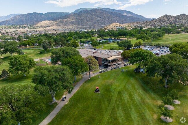 Four Hills Village offers stunning views of the Sandia Mountains.