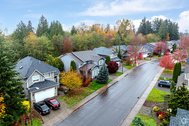 Homes in the Fairfield Coalfield neighborhood are surrounded by lush trees and forests.