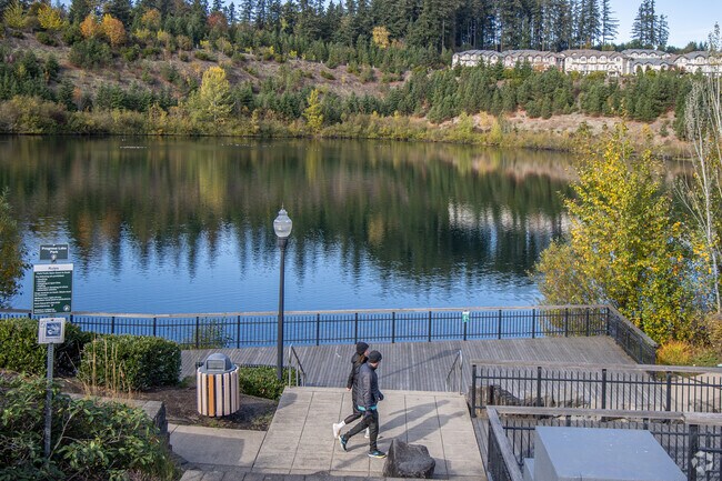 Progress Lake Park offers residents a quiet walk on a sunny afternoon.