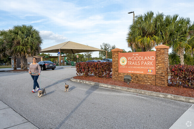 Take a pleasant walk through Woodland Trails Park in Crane Landing.