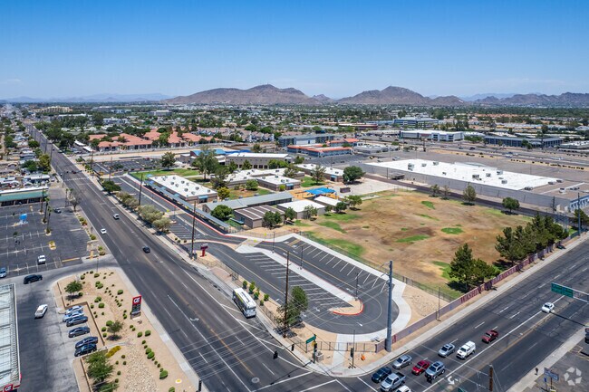 Capture the breathtaking aerial view of Washington Elementary in Phoenix.