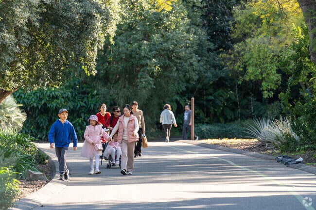 Families enjoy walks at the arboretum in Arcadia.