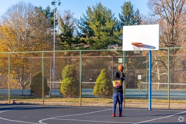 Practice your shot at the basketball courts in Greenbank Park.