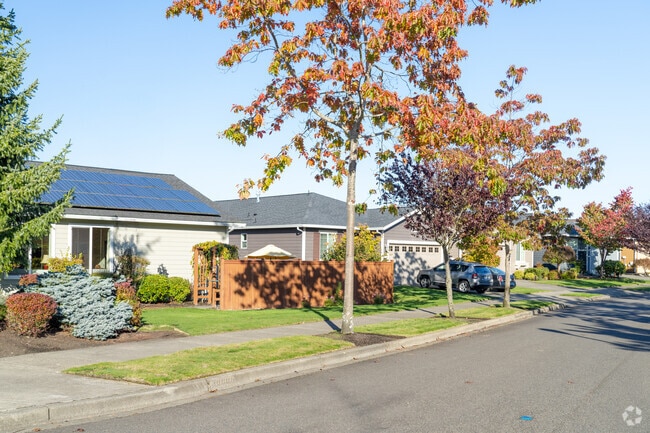 Charming row of homes in Jubilee, showcasing unique styles and a warm sense of community.