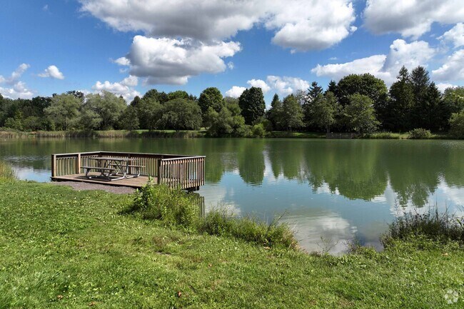 Heriage Lake has a fishing platform in Stow Silver Springs Park.