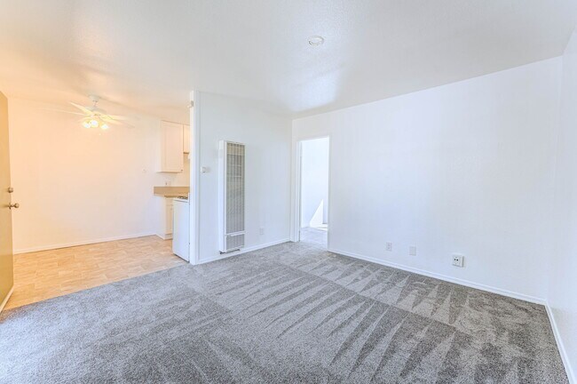 Living room with gas wall heater
