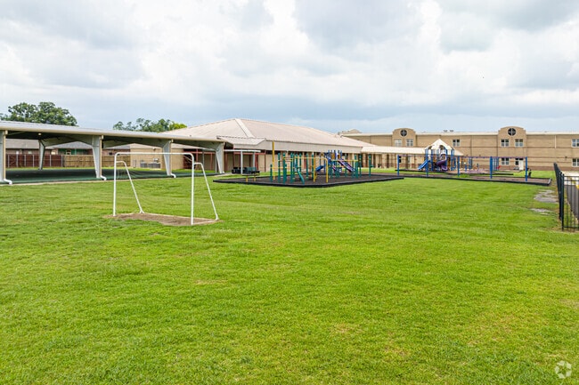 St. Rose Elementary School has large green spaces.