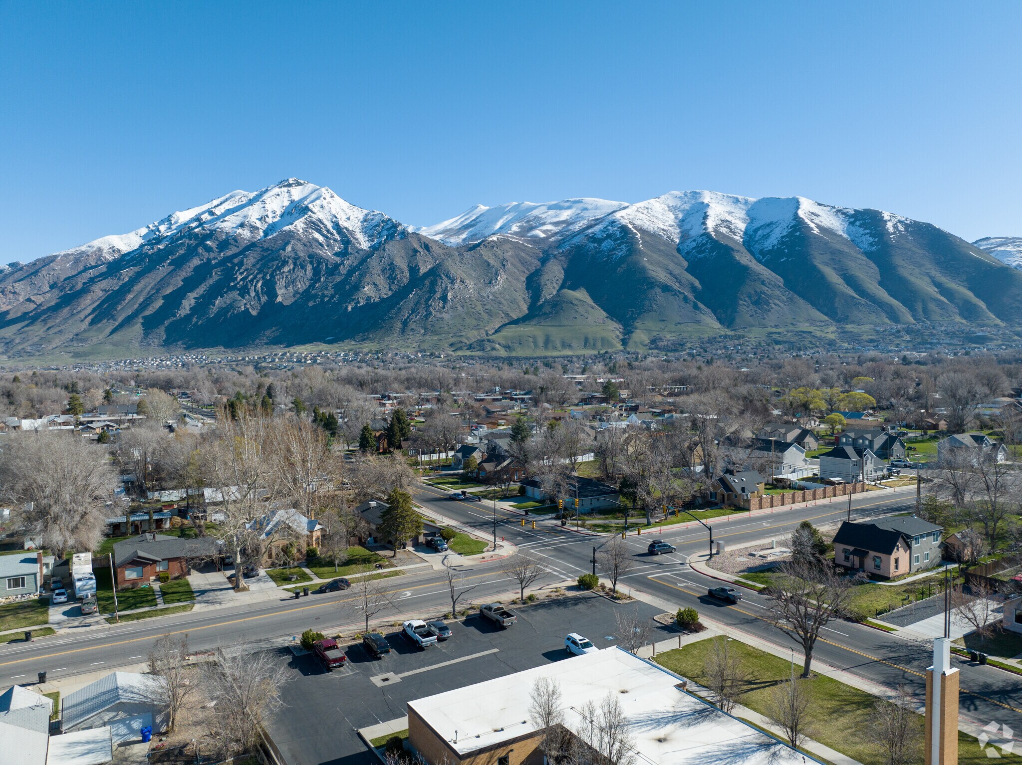 The Evergreen neighborhood with the Wasatch Mountains in the background.