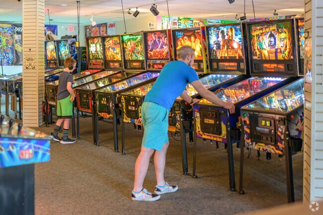 Milwood's Wizards Pinball Palace has rows of pinball machines to enjoy.