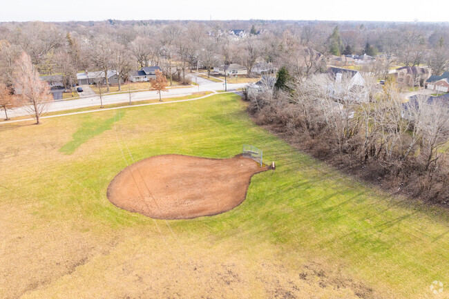 Hillcrest Elementary School features a baseball field.