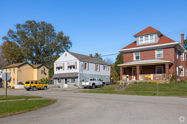 Different style colonial homes lining up on the streets of New Richmond neighborhood.