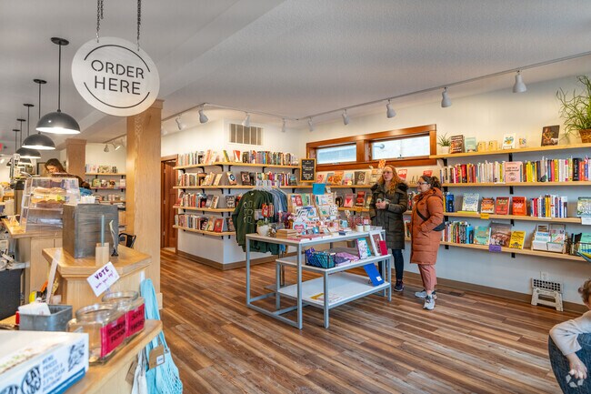 Cream & Amber is a nearby coffee shop and bookstore with a study area in the back.