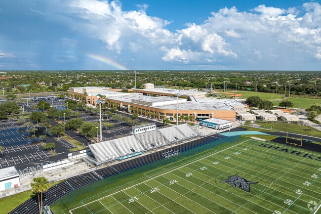 Gulf Coast High School has multiple athletic fields on its extensive campus.