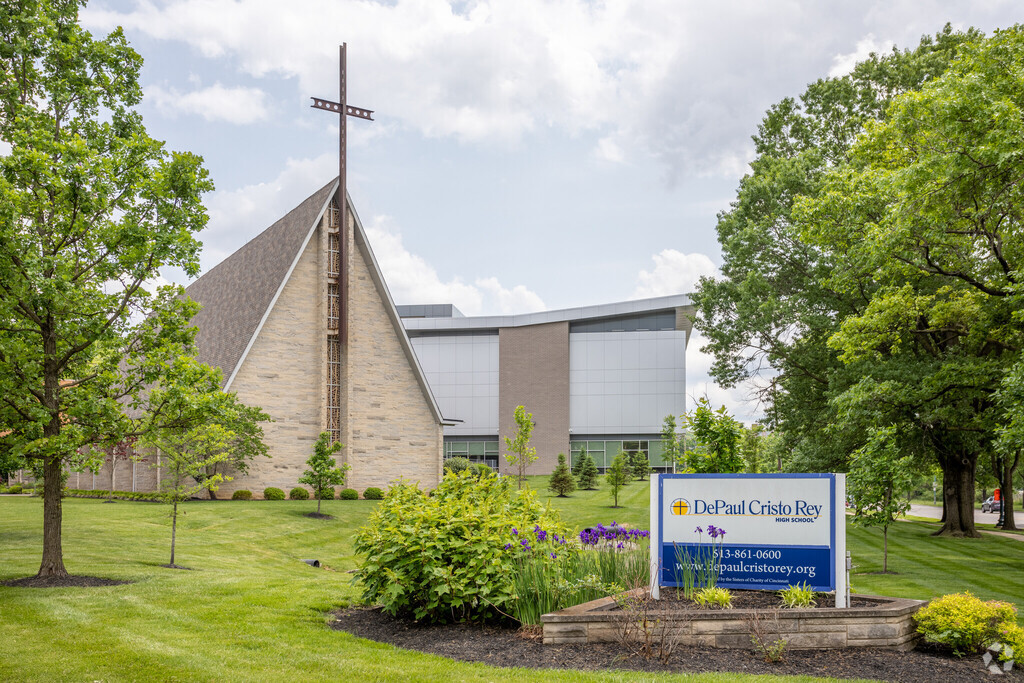 Front entrance signage of DePaul Cristo Rey High School.