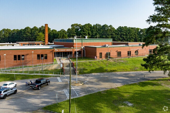 Pine Forest Middle School is located high on a hill and is centrally located to neighborhoods.