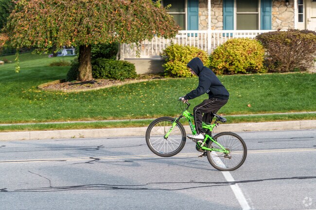 Quiet streets with sidewalks provide a safe environment for cycling and walking.