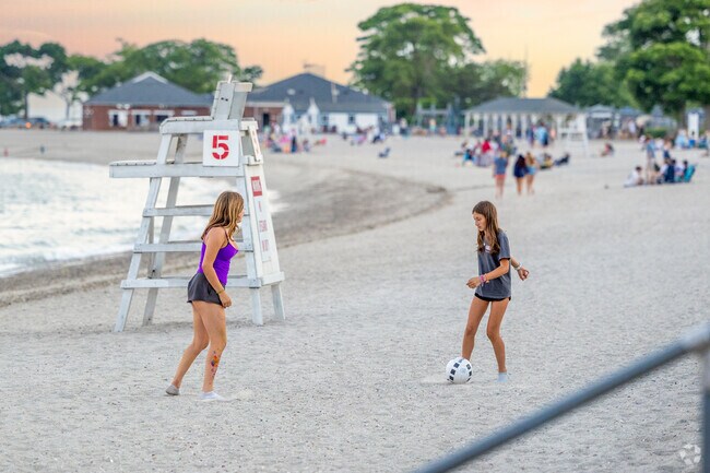 The sandy beach at Compo Beach in Compo is very popular all year long.