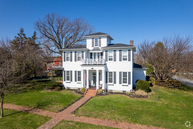 Some of the larger homes in Delaware City have unique architectural styles.