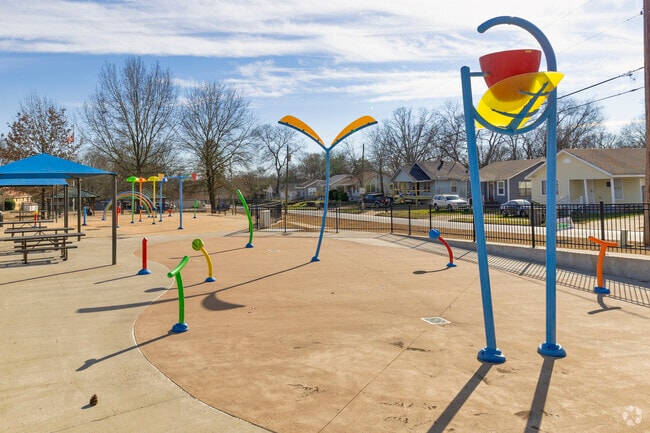 Tyndall Park has athletic fields, a skate park, and a massive splash pad in Benton.