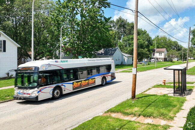 Bus stations line the streets of Douglass Park.