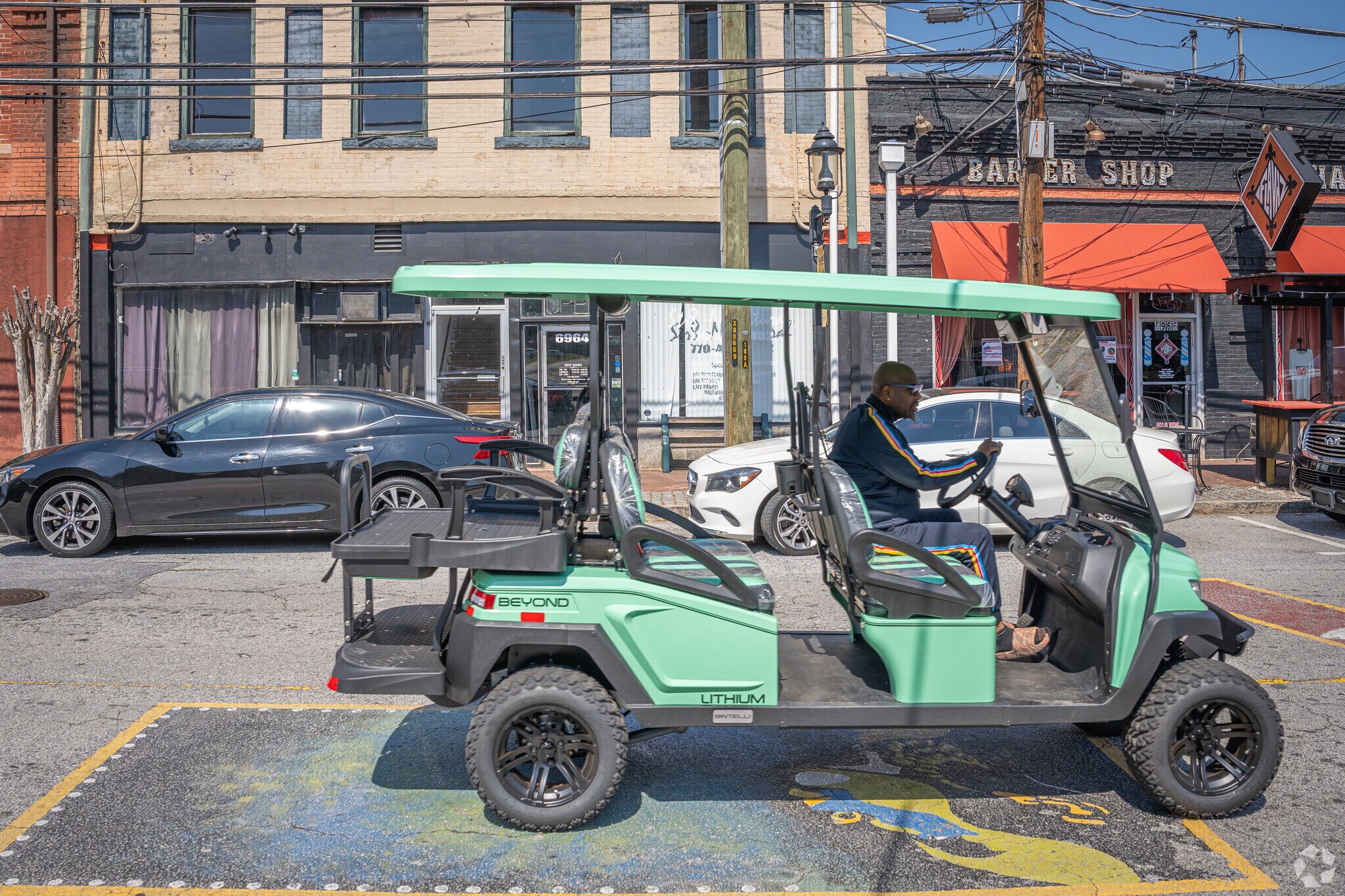 Several Lithonia residents utilize their golf carts to get around town.