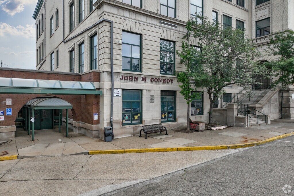 Entrance to Pittsburgh Conroy that serves students in Pre- K through 12th.