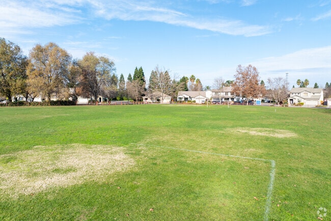 The field at Two Rivers Elementary School is perfect for soccer.