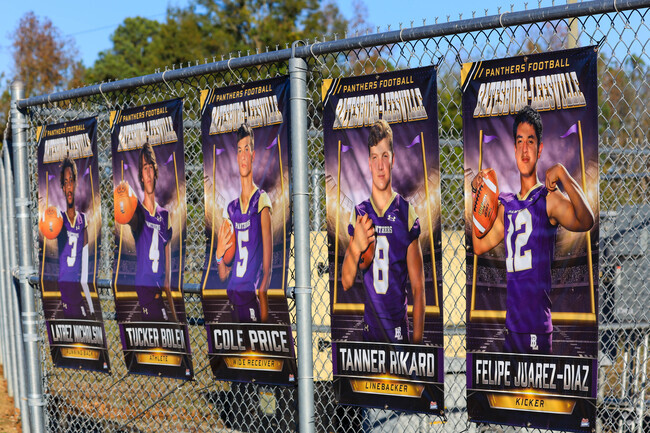 The Batesburg-Leesville High School athletes celenbrate with banners.