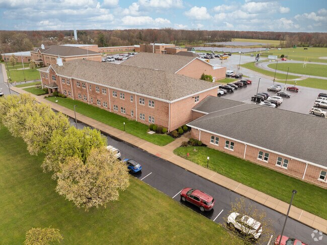 An aerial view of Fayetteville-Perry Elementary School showing the layout of their campus.