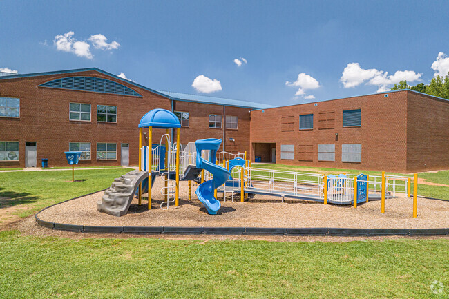 Children can use the playground at Oakhurst STEAM Academy during recess.
