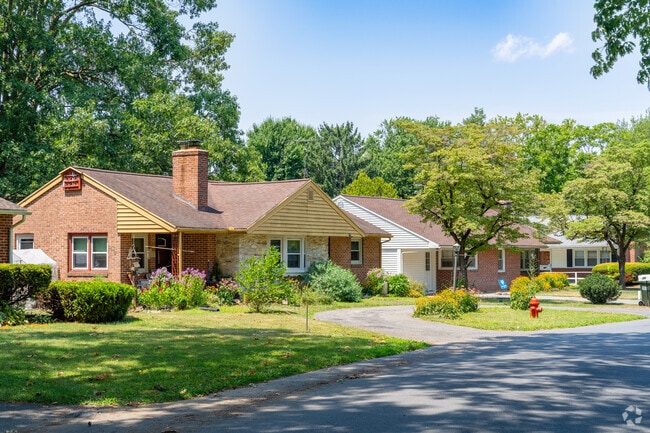 Cozy ranch homes are nestled within trees on safe community roads in Manheim Township.