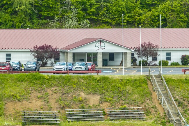 The main entrance is easy to find at Champion Christian School North Campus.