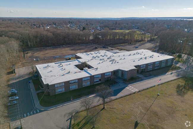 The campus of Riverside Middle School is generously proportioned and modern.