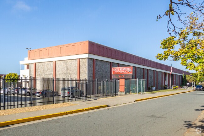 Kennedy High School is a huge campus serving students of Park Plaza and other neighborhoods.