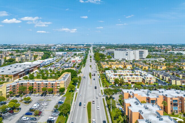 Aerial overview of Fountainbleau East with city in the back.
