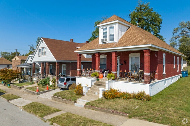 Brick Craftsman homes in Wood River have incredible front porches to enjoy the great weather.