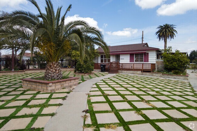 Single-family home with abstract lawn design located in Panorama City, CA.