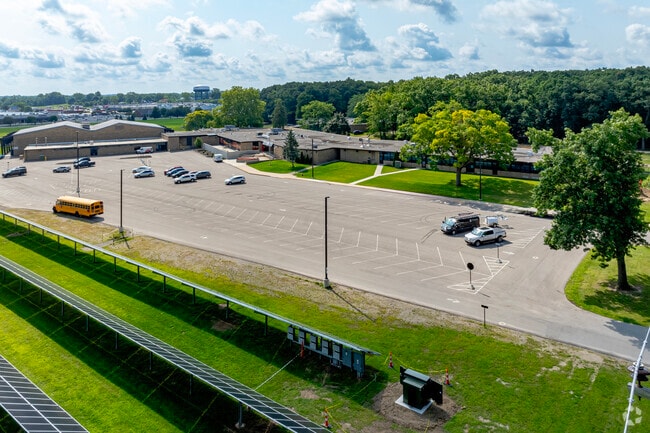 Newly installed solar panels at Hunt Elementary provide electricity to the surrounding area.