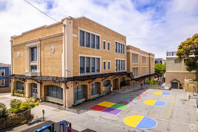 The play yard at Spring Valley Elementary School supports the physical education curriculum.
