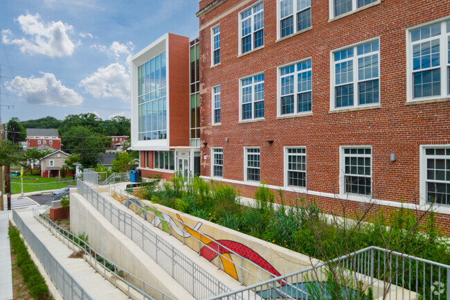 Walkway up to  Smother Elementary School in Mahaning Heights.