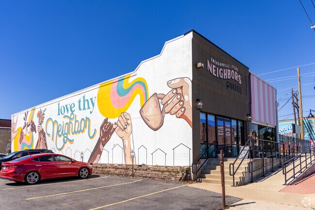 The historic buildings of Jacksonville have undergone renovations, revitalizing the area.