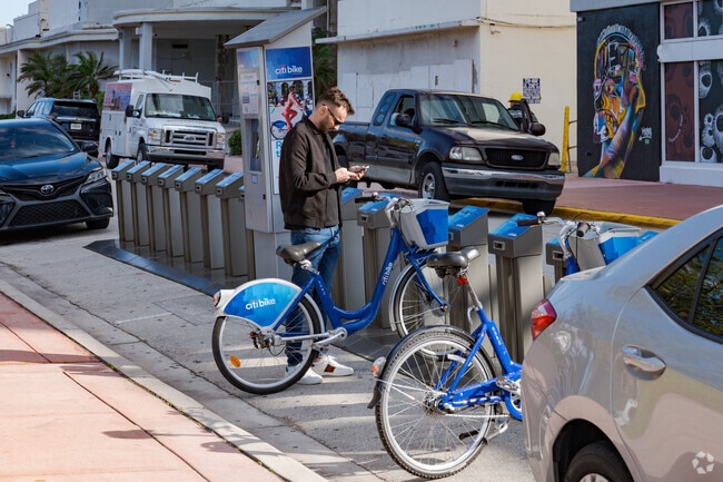 The bicycle sharing program CitiBike is very popular amongst Miami Beach Boardwalk.